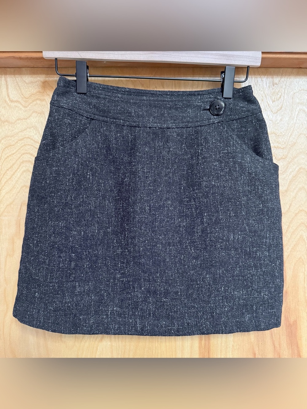 Vintage 90s Charcoal Tweed Mini Skirt - 90s Minimalism